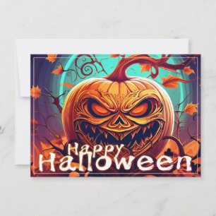Gruselige orange Halloween-Kürbis mit Gesicht