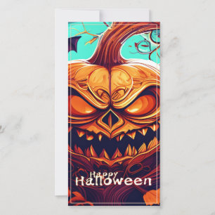 Gruselige orange Halloween-Kürbis mit Gesicht
