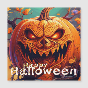 Gruselige orange Halloween-Kürbis mit Gesicht Magnetkarte