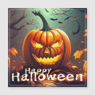 Gruselige orange Halloween-Kürbis mit Gesicht Magnetkarte