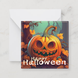 Gruselige orange Halloween-Kürbis mit Gesicht Mitteilungskarte