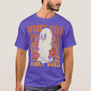 Gruselige Retro-Halloween-Geister-Blumen 60er 70er T-Shirt