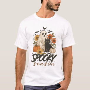 Gruselige Saison Geist Retro Gruseliger Blumen Hal T-Shirt