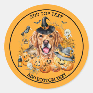Gruselige Saison Golden Retriever Halloween indivi Runder Aufkleber