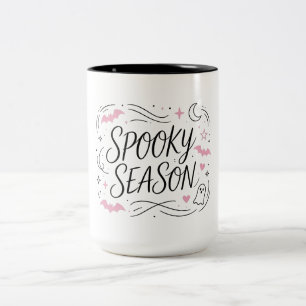 Gruselige Saison Rosa Fledermaus Geist Zweifarbige Tasse