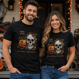 Gruselige Saison Schädel Kürbis passendes Hallowee T-Shirt