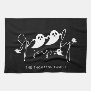 Gruselige Saison Text Und Weiße Geister Halloween Geschirrtuch