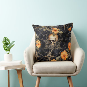 GRUSELIGE SCHWARZ-ORANGE GOTHIC-HALLOWEEN-SZENE KISSEN