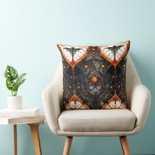 GRUSELIGE SCHWARZ-ORANGE-GOTHIC-HALLOWEEN-SZENE KISSEN