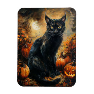 Gruselige schwarze Halloween-Katze Flexible Magnet