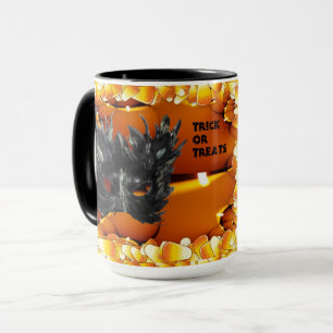Gruselige schwarze Halloween-Maske Tasse