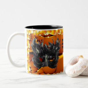 Gruselige schwarze Halloween-Maske Zweifarbige Tasse