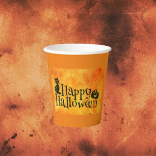 Gruselige schwarze Halloween-Papierbecher mit Katz Pappbecher