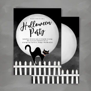 Gruselige schwarze Katze Halloween benutzerdefinie Einladung