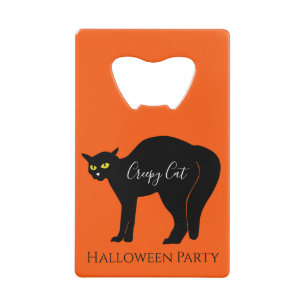 Gruselige schwarze Katze Halloween Geldbeutel Flaschenöffner