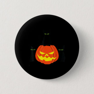 Gruselige schwarze Katze Halloween Kürbis Katzen J Button