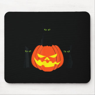 Gruselige schwarze Katze Halloween-Kürbis Katzen J Mousepad