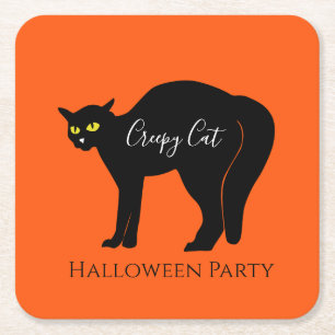 Gruselige schwarze Katze Halloween Rechteckiger Pappuntersetzer