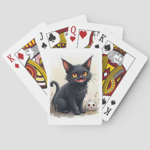 Gruselige schwarze Katze klassische Spielkarten