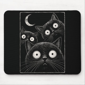 Gruselige schwarze Katze Mond Gothic Süß Halloween Mousepad
