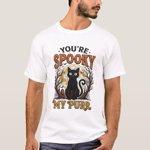 Gruselige schwarze Katze Pun Halloween Vintage Gra T-Shirt