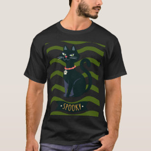 Gruselige schwarze Katze Sassy weibliches Hallowee T-Shirt