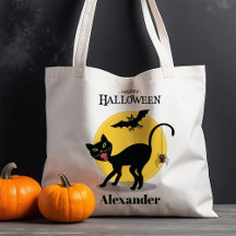 Gruselige schwarze Katze und Spinne Halloween