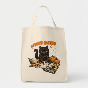 Gruselige schwarze Katzenbäckerei Halloween Backen Tragetasche
