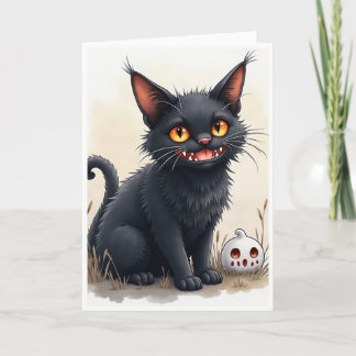 Gruselige schwarze Katzenkarte Karte