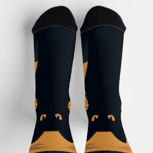 Gruselige schwarze Katzensilhouette Halloween Goth Socken
