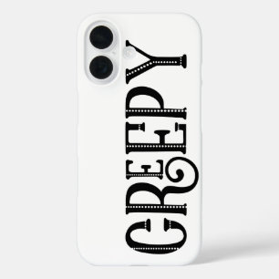 GRUSELIGE schwarze weiße whimsical Vintage-Typogra iPhone 16 Hülle