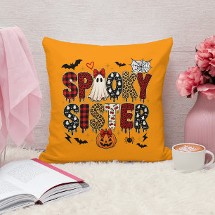 Gruselige Schwester Halloween Leoparden-Druck-Mi Kissen