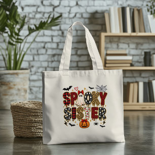 Gruselige Schwester Halloween   Leoparden-Druck-Mi Tragetasche