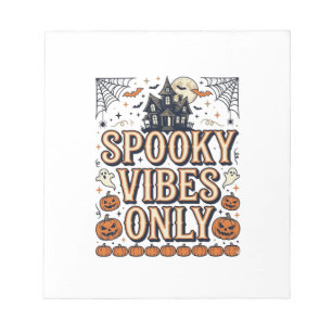 Gruselige Schwingungen Nur Vintage-Halloween-Shirt Notizblock