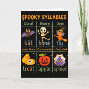 Gruselige Silben Lehrer Lustiger Halloween Unterri Karte