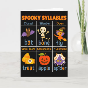 Gruselige Silben Lehrer Lustiger Halloween Unterri Karte