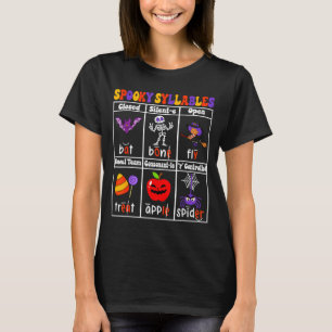 Gruselige Silben Lehrer Lustiger Halloween Unterri T-Shirt