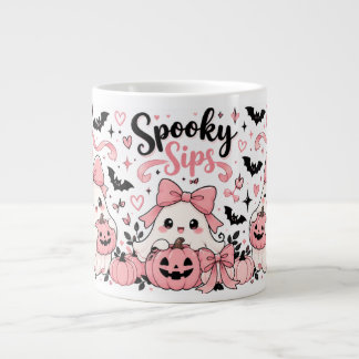 Gruselige Sips Pink Coquette Halloween Geister Bög Jumbo-Tasse