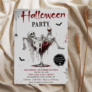 Gruselige Skelett-Halloween-Party Einladung