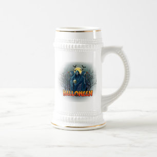 Gruselige Skelett-Nacht Halloween, meine Halloween Bierglas