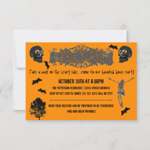 Gruselige Skelette-3x5Halloween-Party-Einladung Einladung