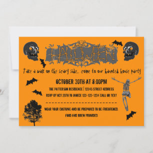 Gruselige Skelette - Halloween-Party-Einladung Einladung