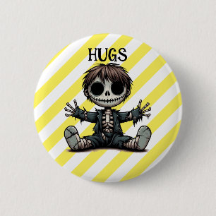 gruselige Skelettjunge, die Cartoon-Kunst schenkt Button