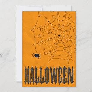 Gruselige Spinnen und Spinnweben Halloween Einladung