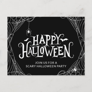 Gruselige Spinnennetz-Halloween-Party Einladungspostkarte