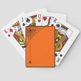 Gruselige Spinnennetze Orange und Schwarz Spielkarten