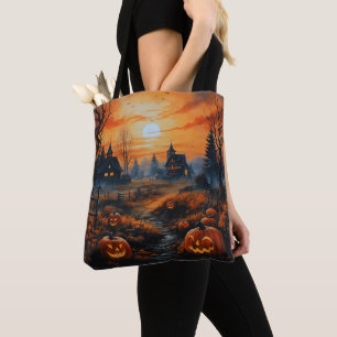 Gruselige Spukhäuser Vollmond Gruseliger Halloween Tasche