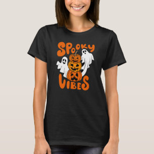 Gruselige Stimmung Geist Gruseliger Kürbis Gesicht T-Shirt