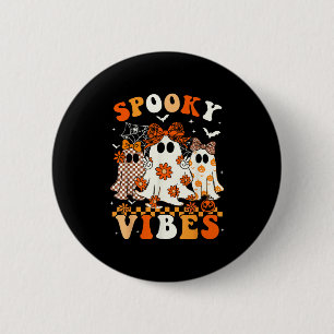 Gruselige Stimmung Geist Retro Groovy Halloween Fr Button