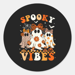 Gruselige Stimmung Geist Retro Groovy Halloween Fr Runder Aufkleber